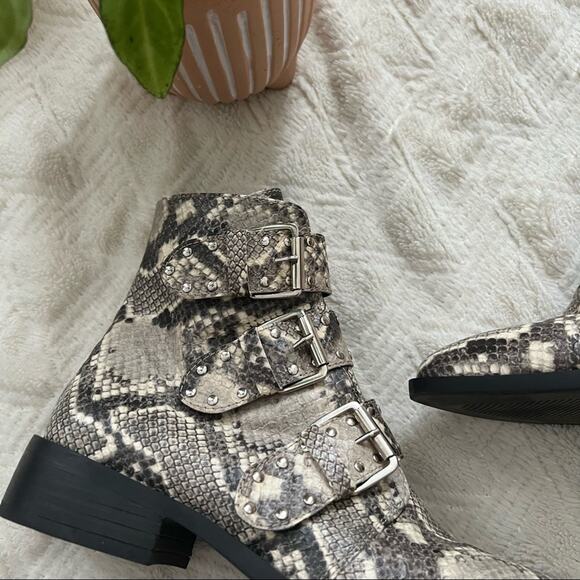 Steven by Steve Madden Harmon Snakeskin Triple Buckle Boots - Picture 4 of 11